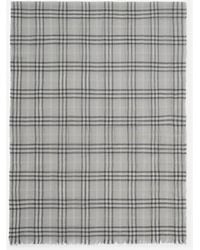 Burberry - Wide Check Wool Silk Blend Scarf - Lyst
