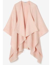 Burberry - Check Wool Cashmere Cape - Lyst