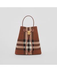 Burberry Peach Leather Small Tb Bucket Bag in Natural | Lyst