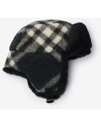 Burberry - Check Wool Trapper Hat - Lyst