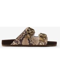 Burberry - Python-Print Leather Urchin Sandals​ - Lyst