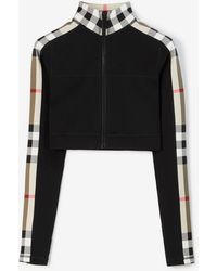 Burberry - Cynthia Check-panels Stretch-woven Top - Lyst