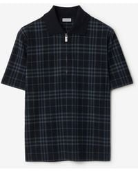 Burberry - Check Stretch Cotton Blend Polo Shirt - Lyst