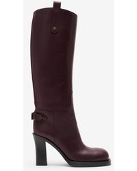 Burberry - Leather Cavalier Heel Boots - Lyst