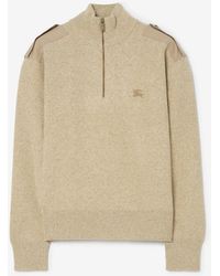 Burberry - Wool Cashmere Half-Zip Sweater - Lyst