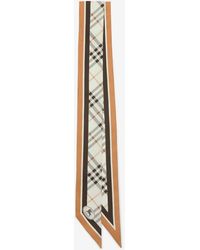 Burberry - Skinny Check Knight Stamp Silk Scarf - Lyst