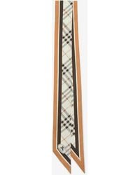 Burberry - Skinny Check Knight Stamp Silk Scarf - Lyst