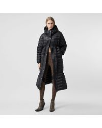 Burberry Logo Tape Lightweight Hooded Puffer Coat - Black