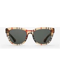 Burberry - Check Round Sunglasses - Lyst
