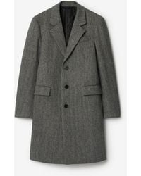 Burberry - Herringbone Wool Tailored Coat - Lyst