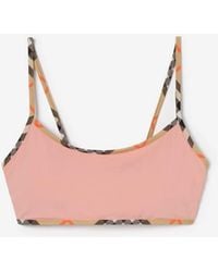 Burberry - Check Trim Bikini Top - Lyst