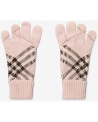 Burberry - Check Cashmere Blend Gloves - Lyst