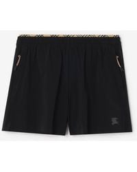 Burberry - Check Trim Stretch Nylon Shorts - Lyst