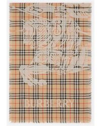 Burberry - Wide Ekd Check Wool Scarf - Lyst