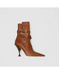 Burberry Hadfield Pedestal-heel Leather Boots - Natural