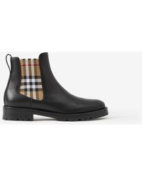Burberry - Vintage Check Detail Leather Chelsea Boot - Lyst