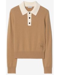 Burberry - Long-Sleeve Cashmere Blend Polo Shirt - Lyst