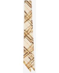 Burberry - Skinny Reversible Check Silk Scarf - Lyst