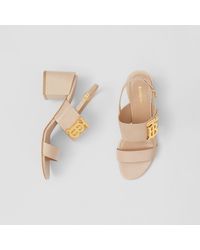 Burberry Monogram Motif Leather Block-heel Sandals - Multicolour
