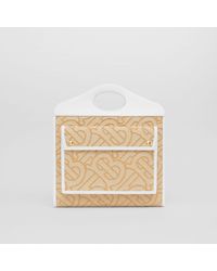 Burberry Medium Raffia And Leather Pocket Bag - Natural