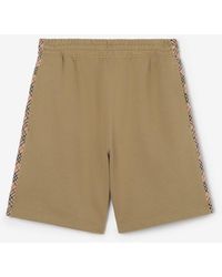 Burberry - Check Trim Cotton Shorts - Lyst