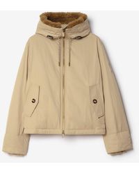 Burberry - Shearling Trim Gabardine Hooded Jacket - Lyst