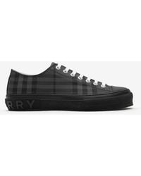 Burberry - Check Nylon Blend Sneakers - Lyst