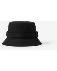 Burberry - Cotton Gabardine Belted Bucket Hat - Lyst