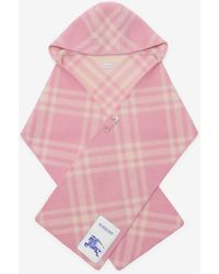 Burberry - Check Wool Hooded Scarf - Lyst