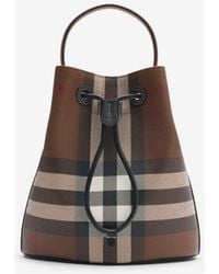 Burberry - Small Check Bucket Bag - Lyst