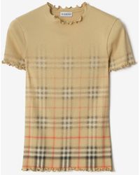 Burberry - Gradient Check Stretch Cotton Top - Lyst
