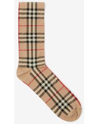 Burberry - Vintage Check Intarsia Cotton Cashmere Blend Socks - Lyst