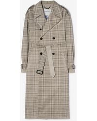 Burberry - Long Check Nylon Cotton Hoxton Trench Coat - Lyst