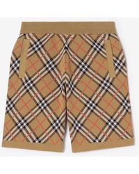 Burberry - Check Cotton Blend Shorts - Lyst