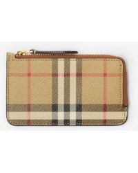 Burberry - Check Zip Card Case - Lyst