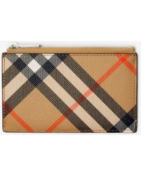 Burberry - Check Zip Card Case - Lyst