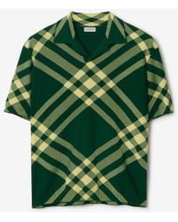Burberry - Check Wool Blend Polo Shirt - Lyst