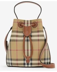 Burberry - Mini Check Bucket Bag - Lyst