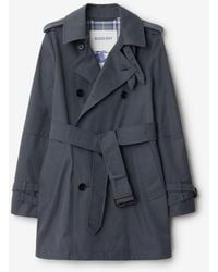 Burberry - Short Cotton Blend Trench Coat - Lyst