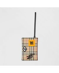 Burberry Pochette zippée en toile écologique Vintage check avec logo - Multicolore