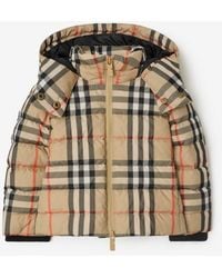 Burberry - Childrens Check Hooded Puffer Jacket - Lyst