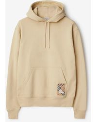 Burberry - Check Label Cotton Hoodie - Lyst