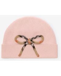 Burberry - Childrens Check Bow Wool Cashmere Beanie - Lyst