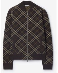 Burberry - Check Wool Cashmere Bomber Jacket - Lyst