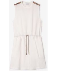 Burberry - Check Trim Cotton Jersey Dress - Lyst