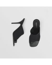 Burberry Stretch Jersey And Leather Mules - Black
