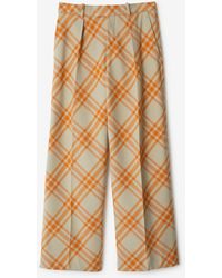 Burberry - Check Wool Tailored Trousers - Lyst