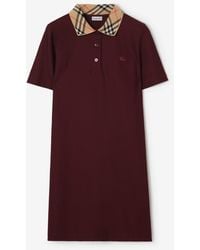 Burberry - Check Collar Cotton Polo Shirt Dress - Lyst