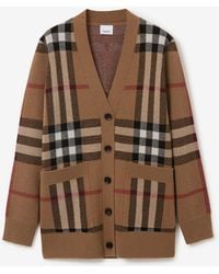 Burberry - Check Wool Cashmere Cardigan - Lyst