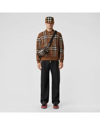 Burberry Check Cashmere Jogging Pants in Brown for Men | Lyst